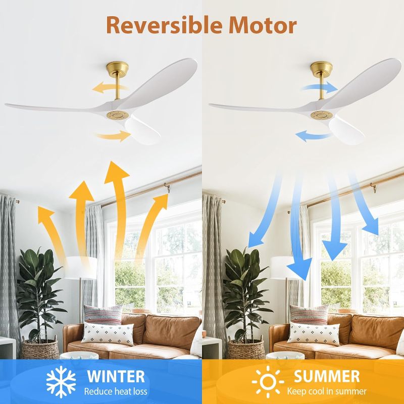 Photo 2 of 60 Inch Ceiling Fan without Light, Remote Control, for Patio, Ceiling fans for Living Room, Bedroom, Office, Indoor, Outdoor