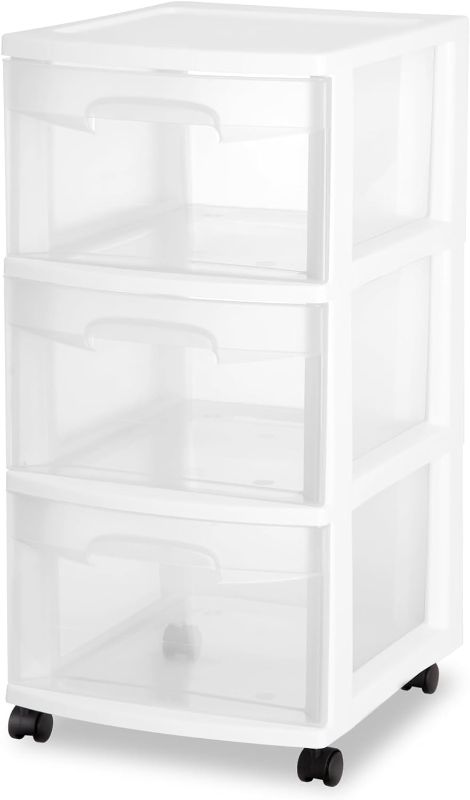 Photo 1 of 2pcks banshao 3 Drawer Through Storage Organizers Cart Casters are Included for Your Home, Office or Dorm Room White
