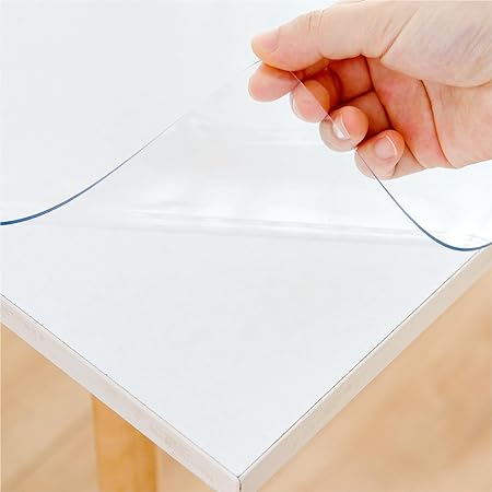 Photo 1 of 28 x 54 Inch Clear Table Cover Protector, Clear Table Protector for Dining Room Table, 1.5mm Thick Plastic Table Cover, Vinyl Table Protector, Waterproof Table Pad for Kitchen, Office
