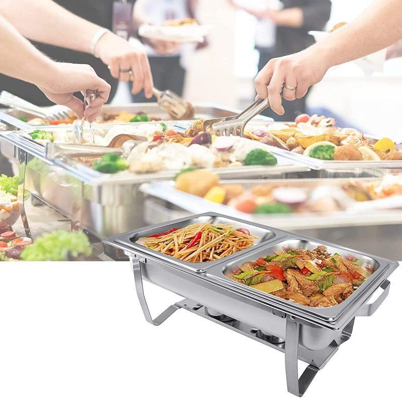 Photo 1 of *****STOCK IMAGE FOR SAMPE*****
Valgus 2-Pack 8QT Stainless Steel Chafing Dish Buffet Chafer Set with Foldable 2
