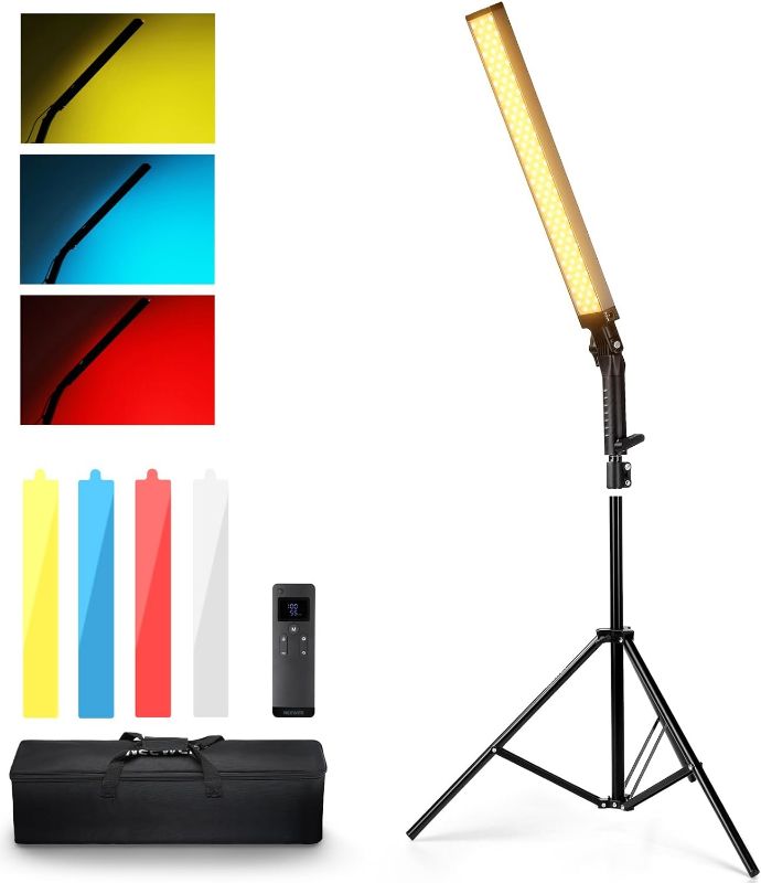 Photo 1 of NEEWER Upgraded LED Video Light Stick & 2.4G Remote Kit, Handheld Dimmable 3200K-5600K CRI97+ Video Lighting with Stands/Filters/Carry Bag for YouTube Video Recording Photography Gaming, BH20B
