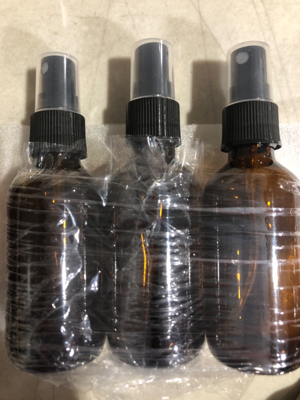 Photo 3 of 1790 2oz Glass Spray Bottles for Essential Oils, Small Empty Spray Bottle, Fine Mist Spray - Set of 12 Amber Bottles with Black Mister Tops 12 Pack Black Top/Brown Bottle