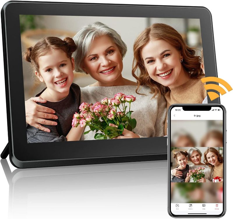 Photo 1 of 10.1 Inch WiFi Digital Picture Frame Unlimited Free Data Photo Frame APP and Email Bulk Photo from Anywhere, Use Friendly to The Elderly, Touch Screen