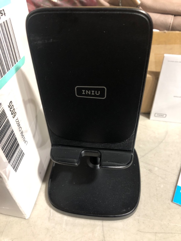 Photo 2 of INIU Wireless Charger Stand, 15W Fast Wireless Charging Stand, Adjustable Angle Charger Dock Phone Holder, Wireless Charging Station Compatible with iPhone 14 13 12 11 Pro/Max Samsung S22 S21 Pixel Grey