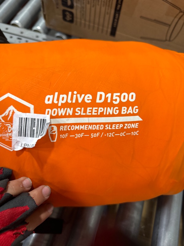 Photo 3 of ***READ NOTES** 10 Degree F Hydrophobic Down Sleeping Bag for Adults - Lightweight and Compact 4-Season Mummy Bag for Backpacking, Camping, Mountaineering and Other Outdoor Activities – Alplive D1500 Orange L side zipper