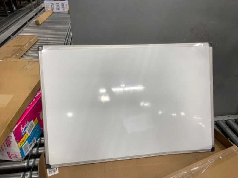 Photo 2 of Amazon Basics Magnetic Dry Erase White Board, 36 x 24-Inch Whiteboard - Silver Aluminum Frame 24" x 36" Magnetic, Aluminum Frame