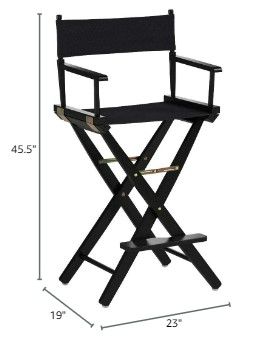 Photo 2 of (NON-REFUNDABLE) Casual Home Director's Chair ,Black Frame/Black Canvas,30" - Bar Height