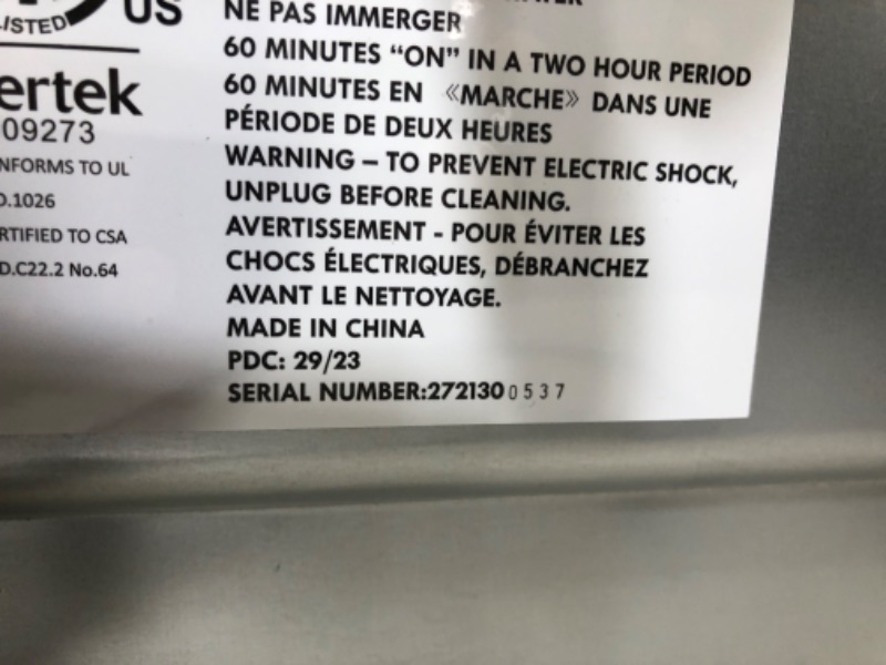 Photo 7 of ***DAMAGED - MISSING PARTS - SEE COMMENTS***
Elite Gourmet EAF9100 Electric 26.5 Quart Air Fryer Oven, 1640 Watts Oil-Less Convection Oven 12" Pizza Extra Large Capacity, Grill, Bake, Roast, Air Fryer, Black