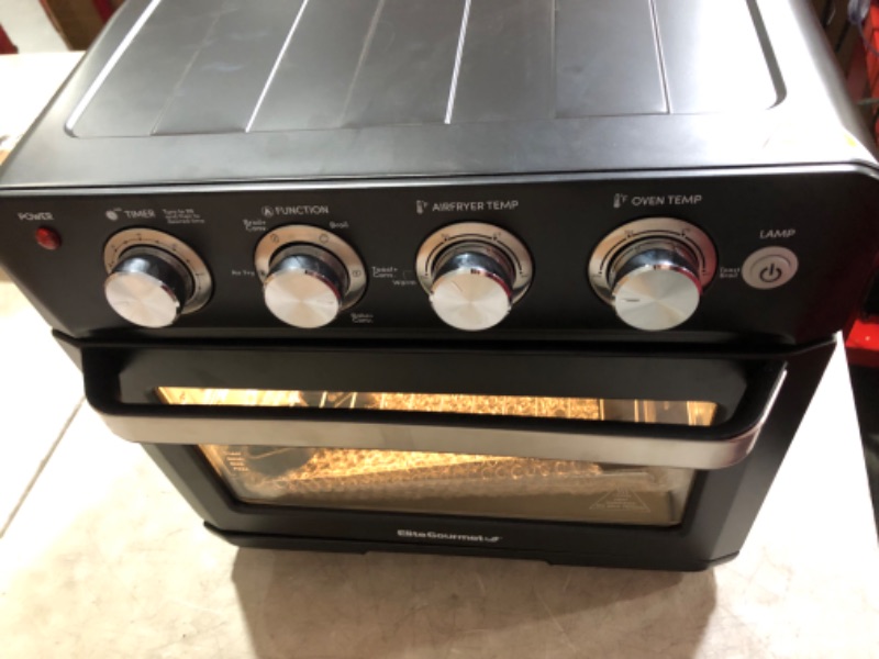 Photo 8 of ***DAMAGED - MISSING PARTS - SEE COMMENTS***
Elite Gourmet EAF9100 Electric 26.5 Quart Air Fryer Oven, 1640 Watts Oil-Less Convection Oven 12" Pizza Extra Large Capacity, Grill, Bake, Roast, Air Fryer, Black