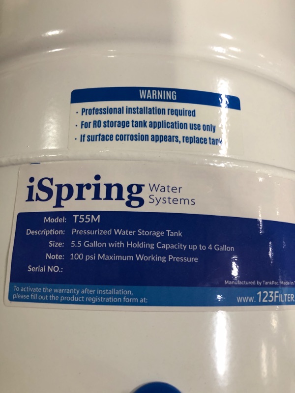 Photo 3 of (see all images) iSpring T55M 5.5 Gallon Residential Pre-Pressurized Water Storage Tank