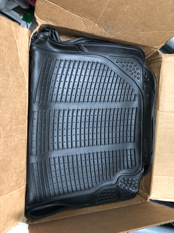 Photo 2 of BDK Heavy Duty Rugged Ridged Complementary Rubber Rear Floor Mats Liners, All Weather Protection, Designed for Trucks Cars Sedan SUV Rugged Ridged Black