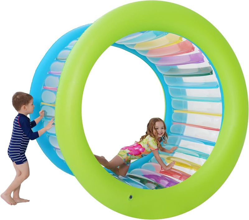 Photo 1 of 73" XL Giant Rolling Wheel Heavy Duty Inflatable Roller Wheel for Pool Lake Backyard Lawn Active Outdoor Play