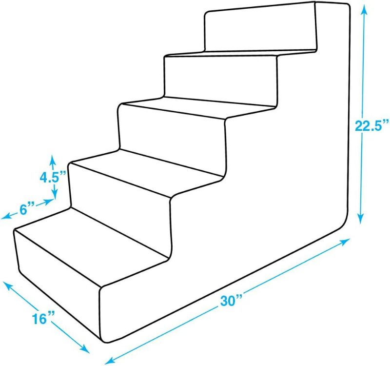 Photo 3 of (NON-REFUNDABLE) Best Pet Supplies Portable Dog Foam Stairs/Steps for Couch Sofa and High Bed Non-Slip Bottom Paw Safe No Assembly - Gray, 5-Step (H: 22.5")
