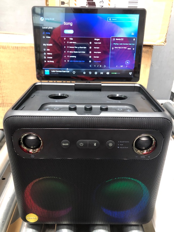 Photo 2 of 2024 Smart Karaoke Machine for Adults - with Lyrics Display, 64GB Karaoke Tablet, 2 Wireless Mics, Professional Karaoke System, 600W Peak Power, 4 DJ Lights, Karaoke Speaker for Any Occasion