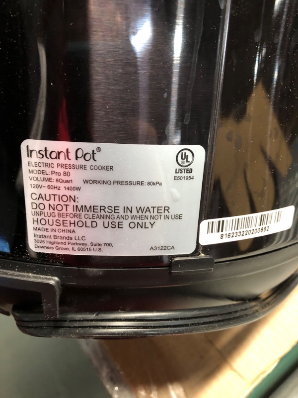 Photo 5 of **DAMAGED READ NOTES**
Instant Pot Pro 10-in-1 Pressure Cooker, Slow Cooker, Black, 8 Quart 8QT Pro