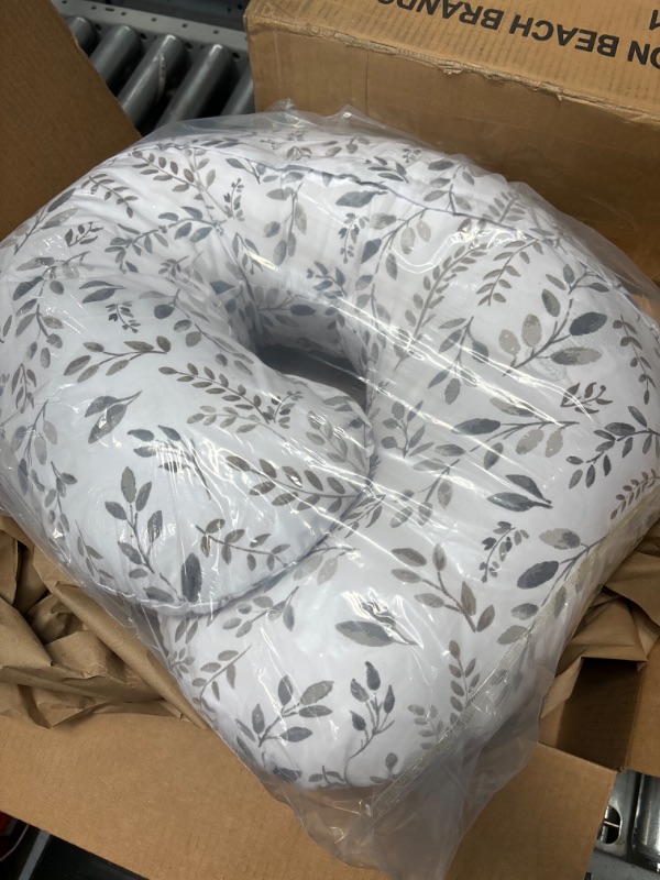 Photo 2 of Boppy Nursing Pillow and Positioner—Original | Gray Taupe Watercolor Leaves | Breastfeeding, Bottle Feeding, Baby Support | with Removable Cotton Blend Cover | Awake-Time Support