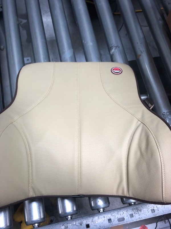 Photo 2 of Coverado Leather Lumbar Support for Car Seat Driver, Deep Tissue Vibrating Massager for Vehicle Office Home, Car Seat Cushions Car Massage Seat for Back Pain Relief, Upper Lower Back Support, Beige