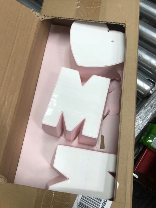 Photo 2 of 6 Pack Mother's Day I Love U Empty Flower Gift Box Cardboard Letter Shaped Fillable Chocolate Strawberry Flower Packaging Box for Mother's Day Gifts, 17.7 x 6.1 x 1.97 Inch(Pink, MOM)