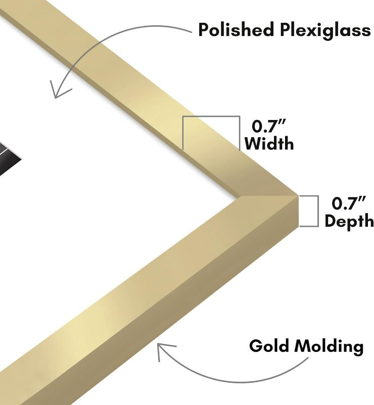 Photo 3 of (NON-REFUNDABLE) Americanflat 14x18 Picture Frame in Gold - Use as 5x7 Picture Frame with Mat or 14x18 Frame Without Mat - Thin Border Photo Frame with Plexiglass Cover - Vertical or Horizontal Wall Display Gold 14x18 1 Pack