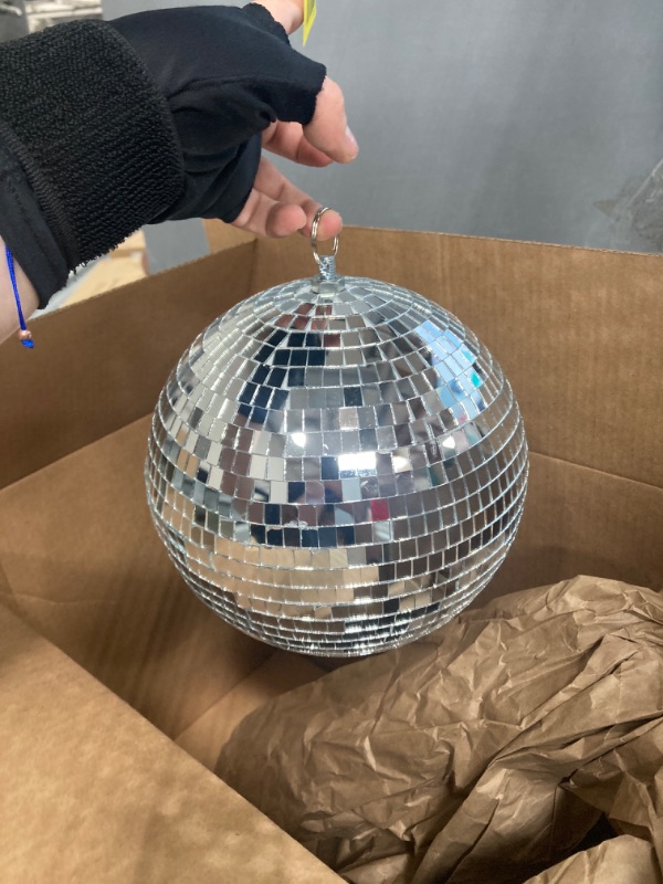 Photo 2 of 1PCS Alytimes Mirror Disco Ball - 8-Inch Cool and Fun Silver Hanging Party Disco Ball –Big Party Decorations, Party Design NOT  In Original Packaging