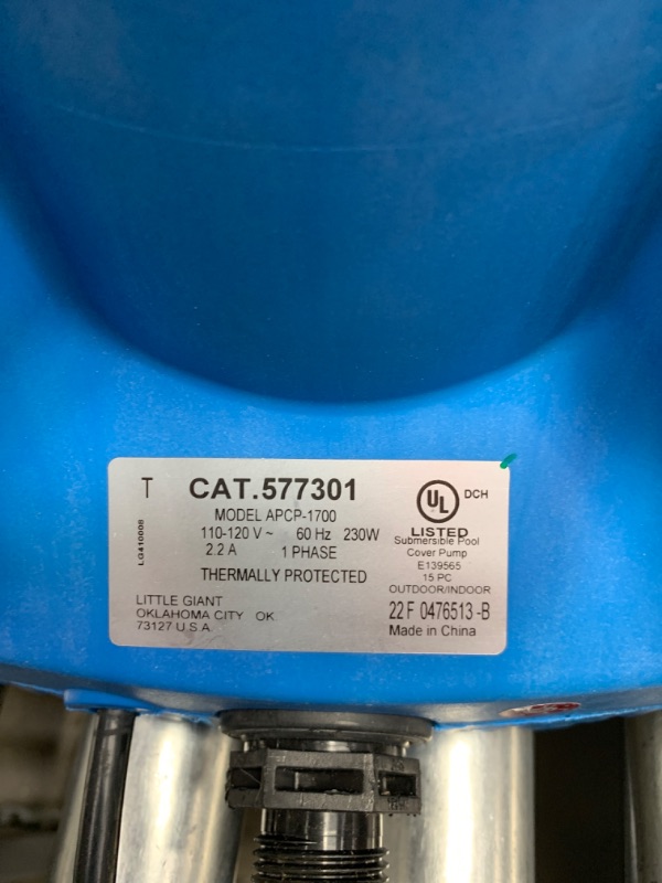 Photo 4 of (no hose included) Little Giant 577301 APCP-1700 Automatic Swimming Pool Cover Submersible Pump, Blue & AG-Lite Rubber Hot & Cold Water Rubber Garden Hose: Ultra-Light & Super Strong (5/8" x 15') - BSAL5815 Blue Pump + Garden Hose