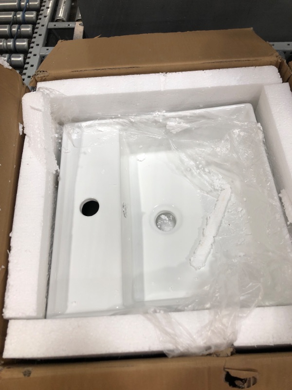 Photo 2 of 16"x16" Square Bathroom Vessel Sink,Floating or Countertop Small Bathroom Sinks Modern,Above Counter Ceramic Vessel Vanity Sink,Lavatory Vanity Basin,Wall Mount Sink