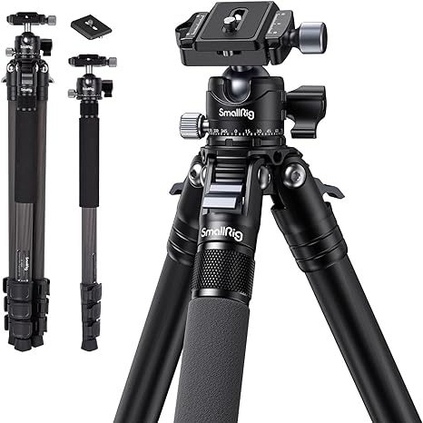 Photo 3 of SmallRig AP-10 Carbon Fiber Tripod, Lightweight Compact Camera Tripod with Detachable Monopod, 360° Ball Head, Quick Release Plate, Payload 26.5 lbs, for Canon for Sony, DSLR Camera, Phone-4060