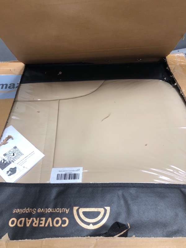 Photo 2 of **DAMAGED READ NOTES**Coverado Car Seat Covers Full Set, 5 Seats Front Seat Cover and Back Seat Covers for Cars, Automotive Seat Covers Nappa Leather Waterproof Seat Covers, Car Seat Protectors Universal for Cars Beige Beige FullSet1023635427
