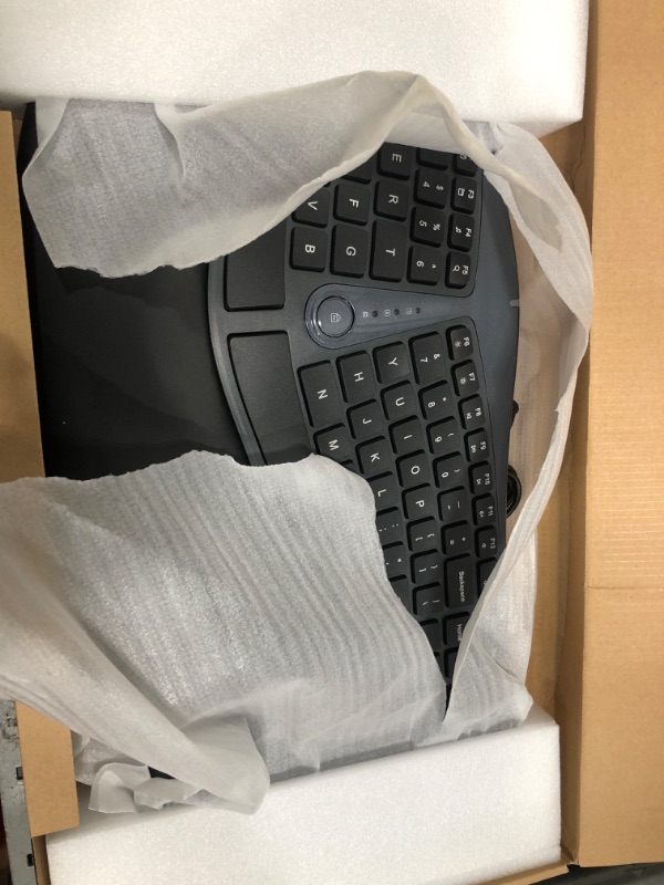 Photo 2 of DeLUX Wireless Ergonomic Keyboard with Cushioned Palm Rest Against Carpal Tunnel, Ergo Split, Multi-Device Connection, Compatible with Windows, Mac OS (GM901D-Black)