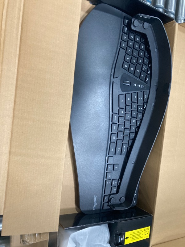 Photo 2 of Perixx Periduo-605, Wireless Ergonomic Split Keyboard and Vertical Mouse Combo, Adjustable Palm Rest and Membrane Low Profile Keys, Black, US English Layout (11633)