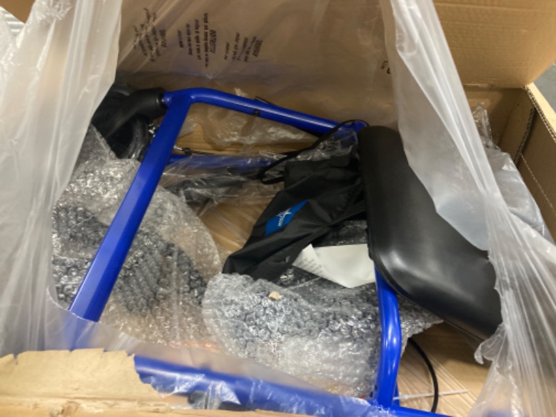 Photo 2 of ***USED - LIKELY MISSING PARTS - UNABLE TO VERIFY FUNCITONALITY***
Medline Aluminum Rollator Walker with Seat, Folding Mobility Rolling Walker has 6 inch Wheels, Blue