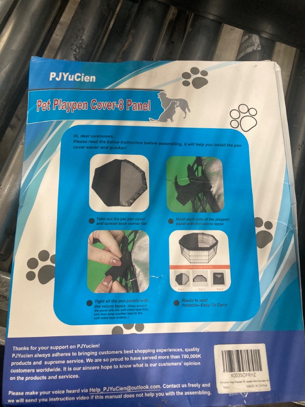 Photo 1 of PJYuCien Dog Playpen Mesh Top Cover, Fits 24 Inch 8 Panels Regular Octagon Metal Exercise Pet Playpen, Velcro Connections, Black (Note: Cover Only, Playpen Not Included !!!)