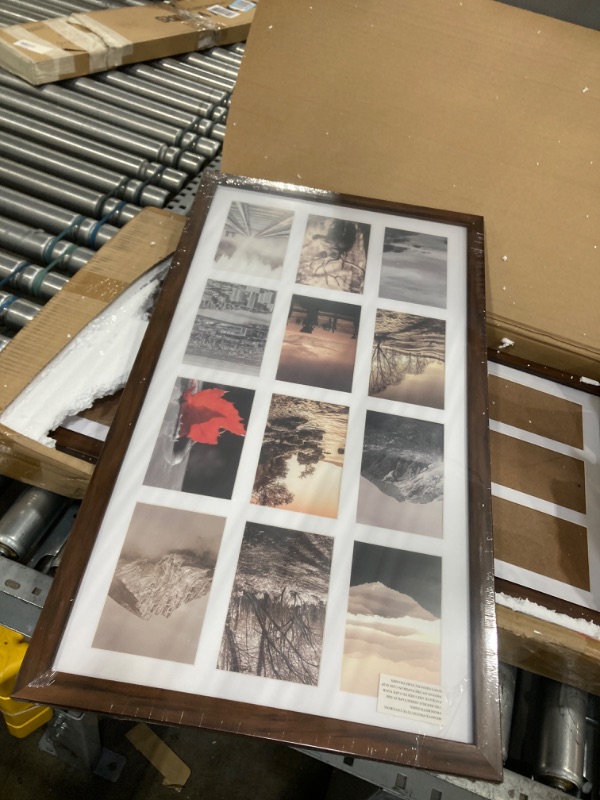 Photo 1 of 12 Opening 4x6 Collage Picture Frames Set of 2, Rustic Brown Multiple Frames for Displaying 6x4 Photos with Mat