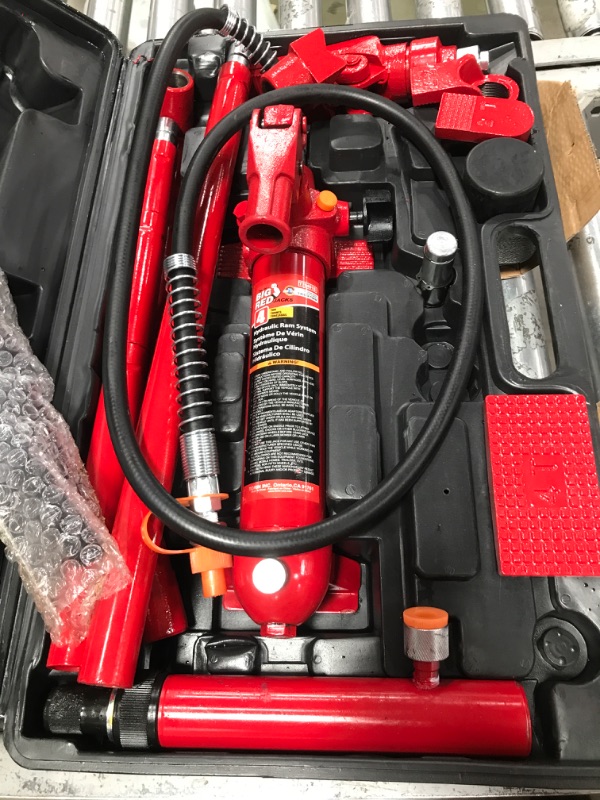 Photo 5 of BIG RED T70401S Torin Portable Hydraulic Ram: Auto Body Frame Repair Kit with Blow Mold Carrying Storage Case, 4 Ton (8,000 lb) Capacity, Red