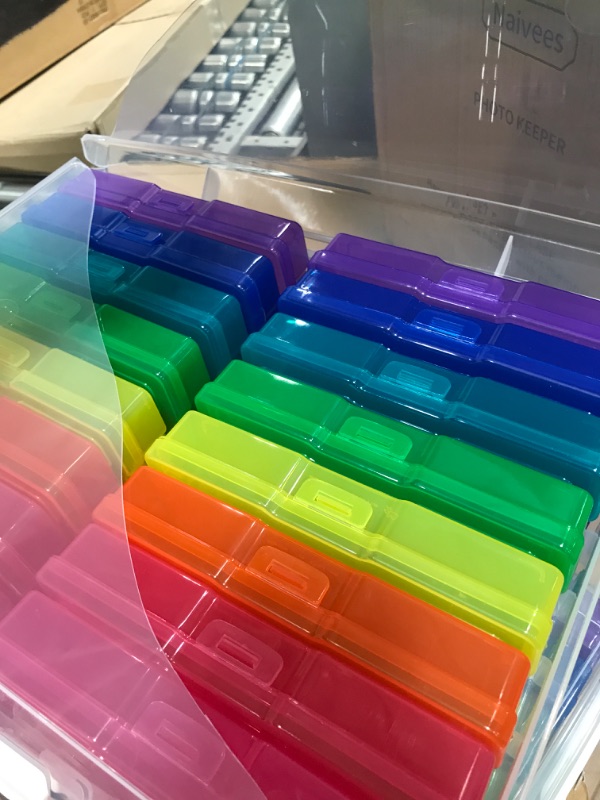 Photo 1 of 2 set novelinks Transparent 4" x 6" Photo Cases and Clear Craft Keeper with Handle - 32 Inner Cases Plastic Storage Container Box (Multi-Colored) multicolored