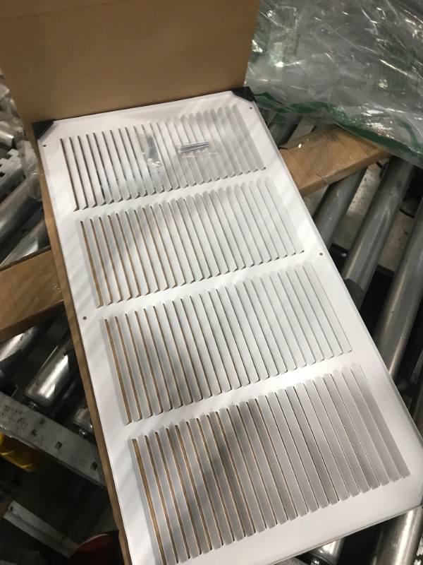 Photo 2 of 24"w X 12"h Steel Return Air Grilles - Sidewall and Ceiling - HVAC Duct Cover - White [Outer Dimensions: 25.75"w X 13.75"h] 24 X 12 White