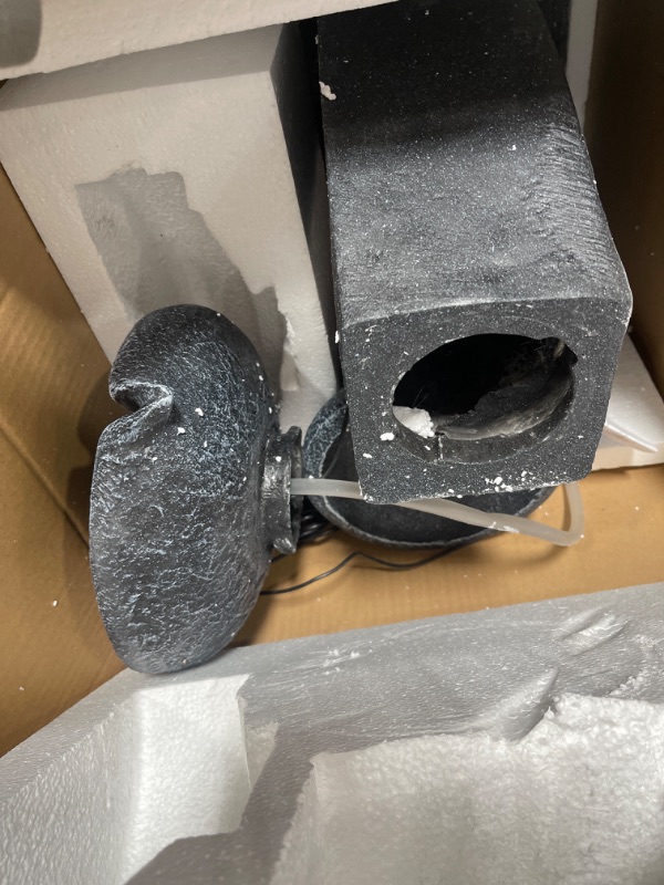 Photo 1 of Sunnydaze Solar Water Fountain with Battery Backup - Modern Cascading Bowls - LED Lights - Modern Patio, Garden or Porch Decor - Outdoor Water Feature - Rechargeable Solar Battery - 28 Inch