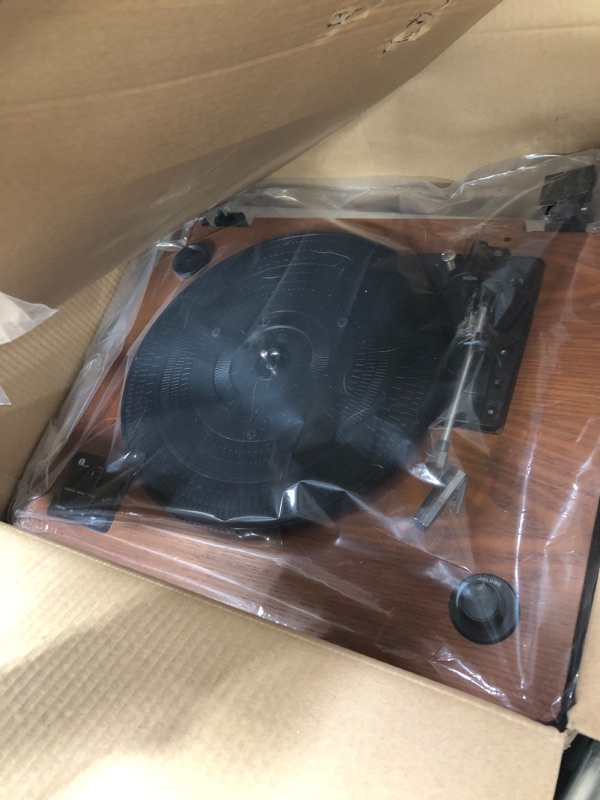 Photo 1 of 1 by ONE Record Player, Hi-Fi System Bluetooth Turntable Players with Stereo Bookshelf Speakers, Phono Preamp, AT-3600L, Adjustable Counterweight, Bluetooth Output&Input, 2-Speed Belt Drive
