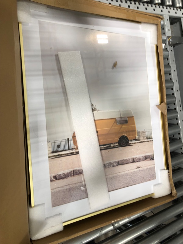 Photo 2 of 22x28 Metal Picture Frame with 18x24 Mat, Brushed Aluminum Finish, Tempered Glass Front, and Attached Hanging Hardware - Versatile Wall Display Frames for Vertical or Horizontal Orientation(Gold, Pack Gold 22x28 - 2P