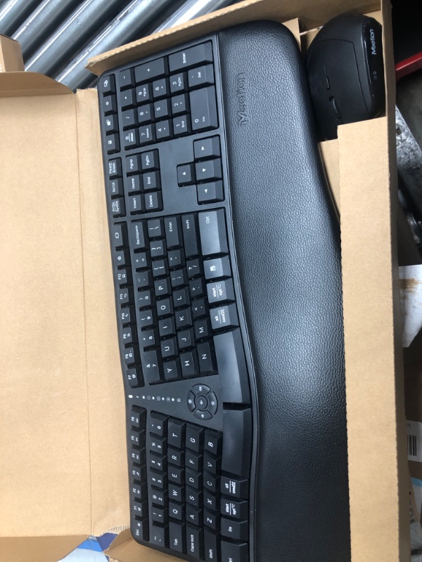 Photo 2 of MEETION Ergonomic Wireless Keyboard and Mouse, Ergo Keyboard with Vertical Mouse, Split Keyboard with Cushioned Wrist, Palm Rest, Natural Typing, Rechargeable, Full Size, Windows/Mac/Computer/Laptop