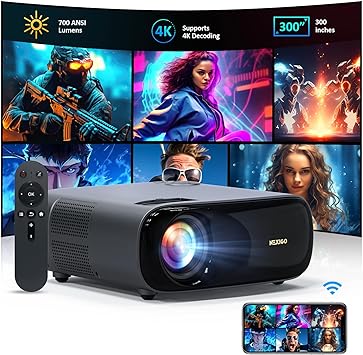 Photo 1 of NexiGo PJ40 (Gen 3) Projector with WiFi and Bluetooth, D65 Calibrated, Native 1080P, 4K Supported, Projector for Outdoor Movies, 20W Speakers, Home Theater, Compatible w/TV Stick, iOS, Android