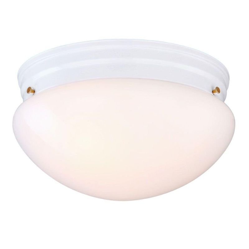 Photo 1 of Hampton Bay 9 in. 2-Light White Mushroom Flush Mount
