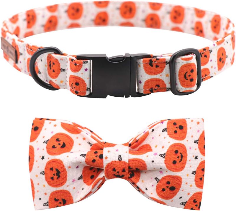 Photo 1 of  Lionet Paws Soft Comfortable Halloween Bowtie Dog Collar with Metal Buckle Adjustable Collars for Large Dogs Gift, Neck 16-24in
