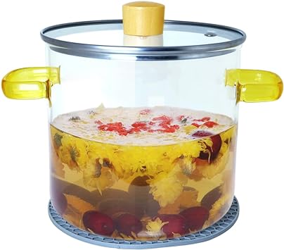 Photo 1 of 2.5L Glass Saucepan, Goteble 2.6 Quart Large Soup Pot with Lid, Glass Stock Pot with Silcone Mat Suitable 4-6 People Transparent
