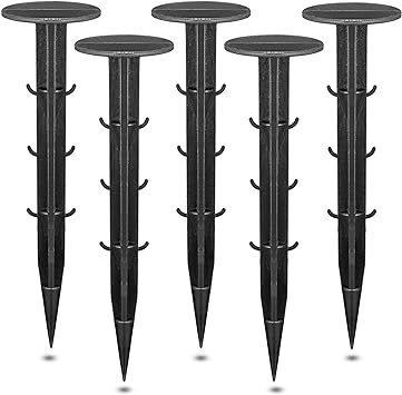 Photo 1 of 200pcs Plastic Stakes Black Multi-Functional Yard and Garden Stakes Plastic Gardening Ground Sturdy Rustproof Stake for Plant Support, Holding Down Tents, Rain Tarps 