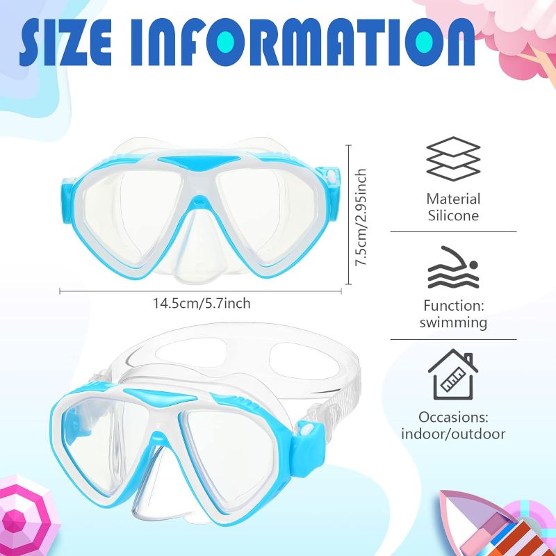 Photo 2 of 3PCS--Kids Goggles with Nose Cover Pool Goggles Swim Mask for 6-14 Kids Swimming Goggles Anti Fog Diving Goggles Snorkel Diving Mask Teens 3