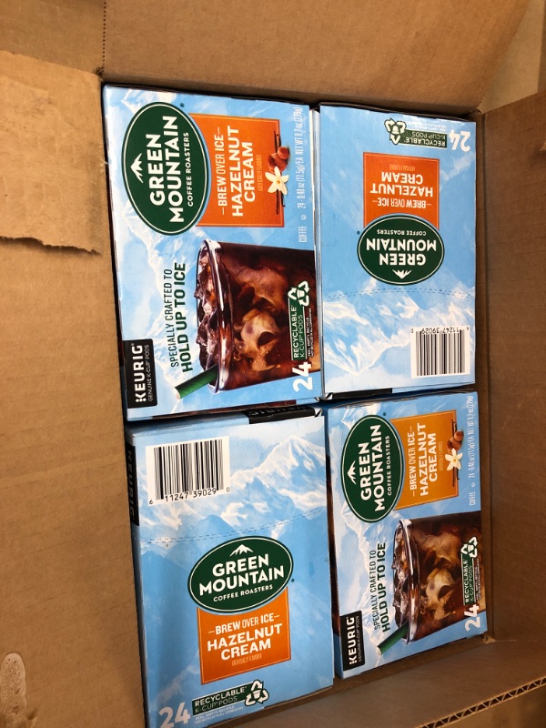Photo 1 of 4pack ---Green Mountain Coffee Roasters Brew over ice hazelnut cream artificially flavored 24-0.40 oz K-Cup Pods----ex date 01/2024