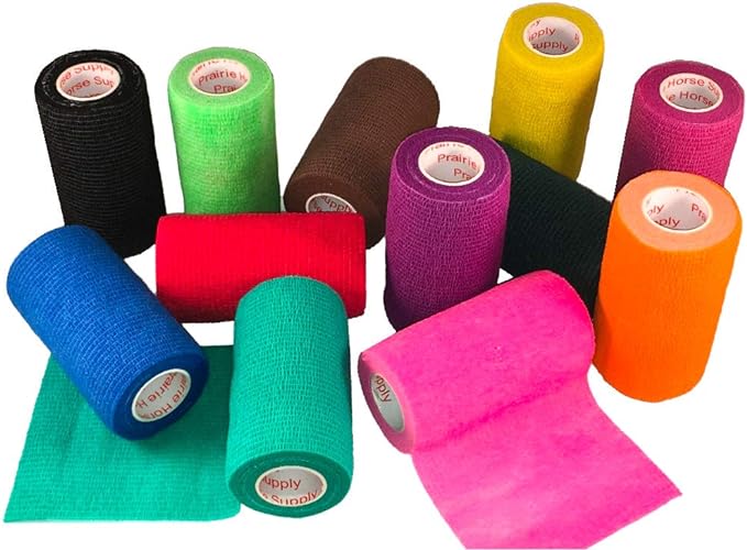 Photo 1 of 3 Inch Vet Wrap Tape Bulk (Assorted Colors) (Pack of 6) Self Adhesive Adherent Adhering Flex Bandage Grip Roll for Dog Cat Pet Horse