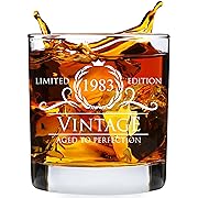 Photo 1 of 40th Birthday Gifts for Men Women - 1983 Vintage Style Whiskey Glass Drinking Gift