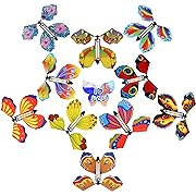 Photo 1 of 10Pcs Magic Flying Butterfly Fairy Flying Toys Wind up Rubber Band Powered Butterfly Toys Decoration for Colorful Bookmark and Greeting Card Surprise GiftScettar 